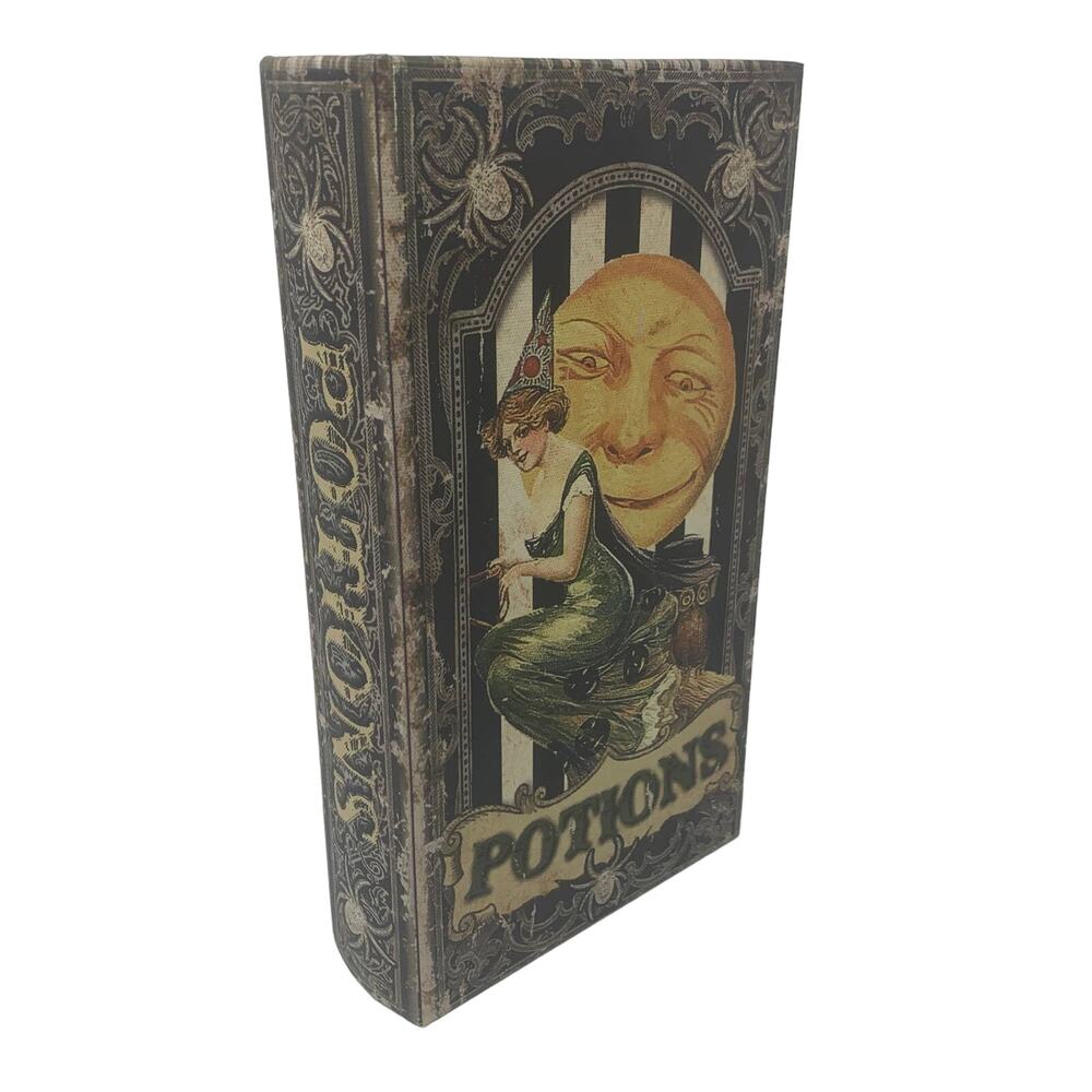 NWOT Halloween POTIONS spell book spellbook wood tabletop decor vintage graphics - Picture 9 of 9